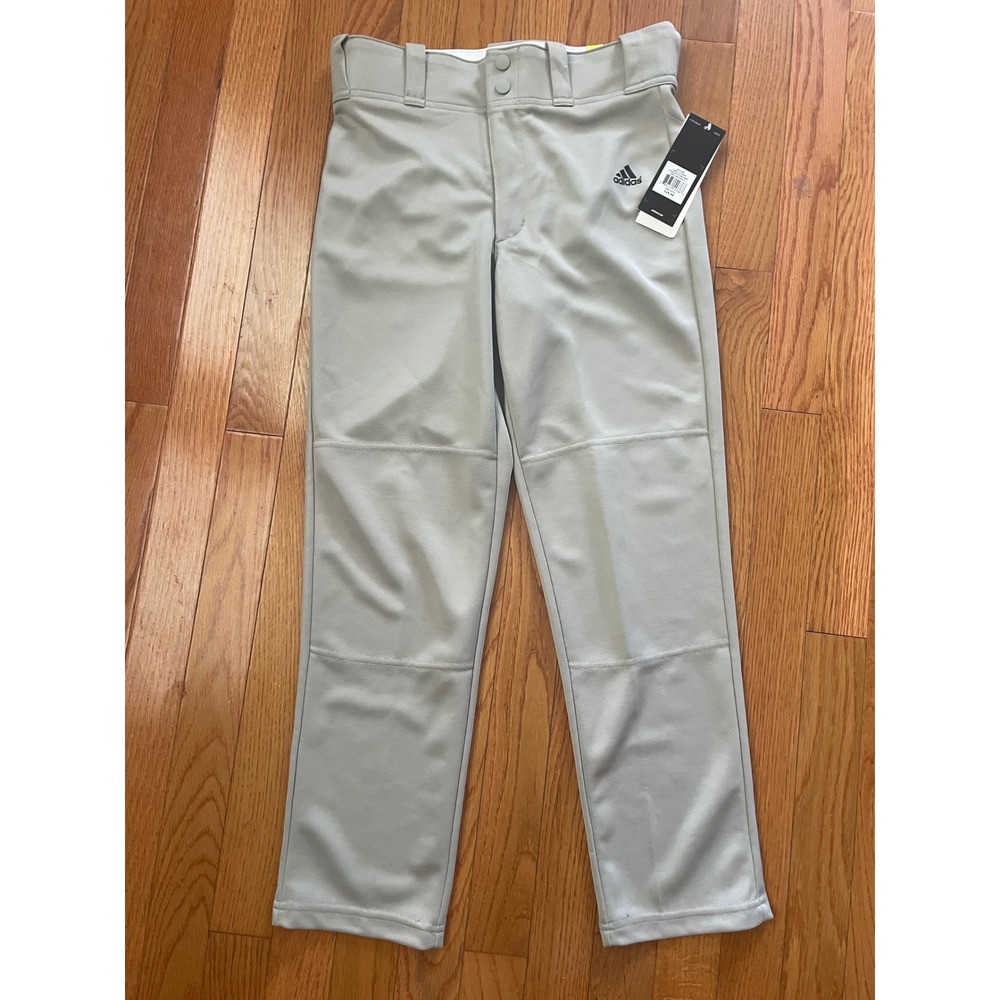 Adidas Boys Triple Stripe Open Bottom Baseball Pants Grey Relaxed Fit Medium NEW